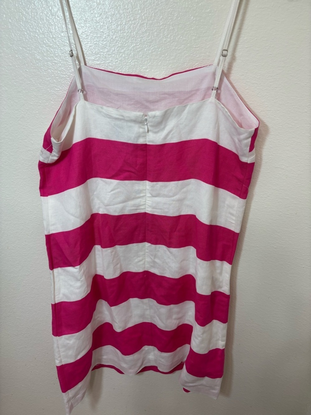 CeCe Hot Pink babydoll square neck Sleeveless linen beach vacation Dress - Picture 4 of 7